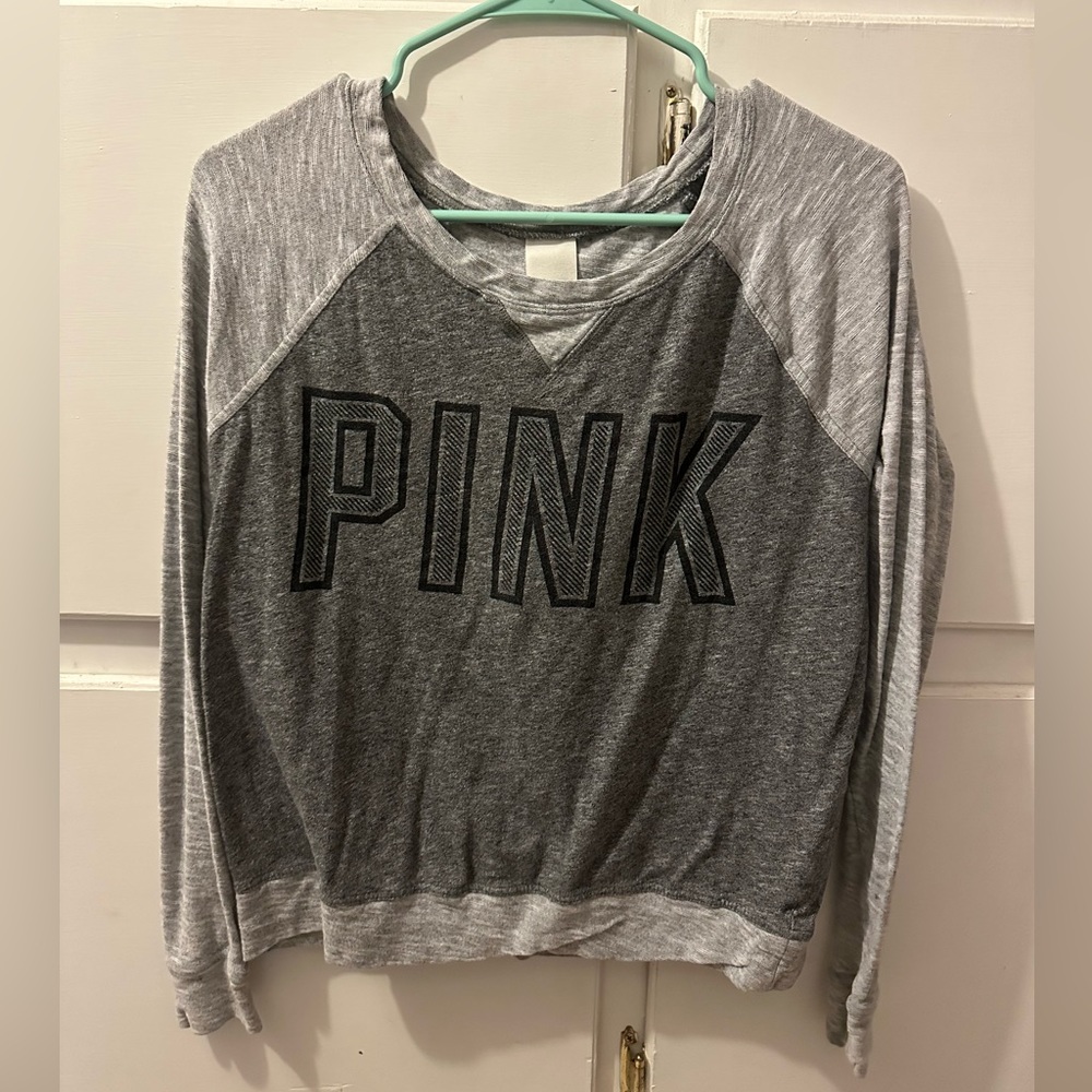 Pink Victoria Secret long sleeve shirt. Size Medium. Light/Dark Gray.